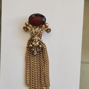 Vintage Purple Stone Brooch With Macasites